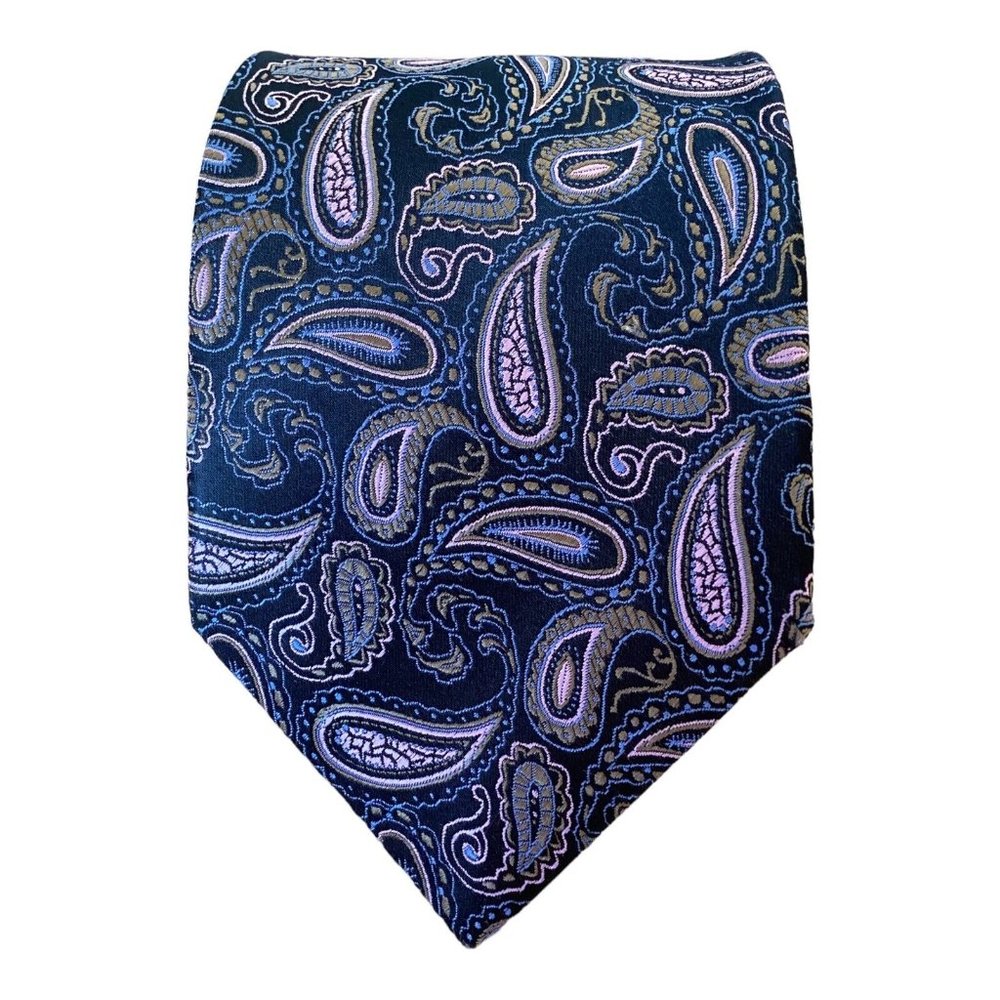 SERICA Black Paisley Silk Tie Made In Italy 61"-3".1/2 EX COND